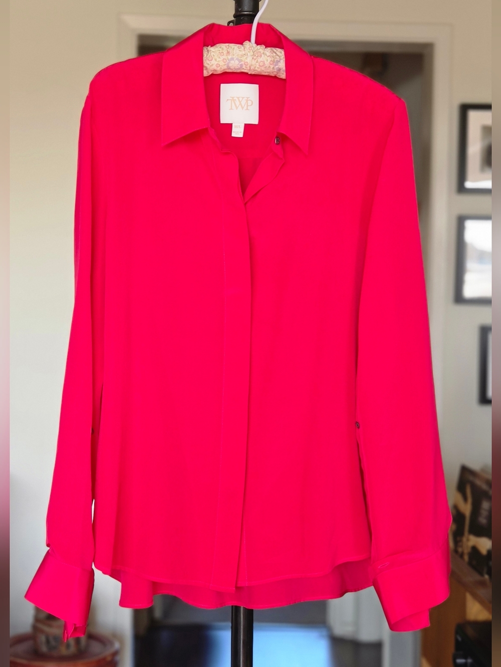 TWP The Boyfriend Fuschia Silk Button Up Blouse